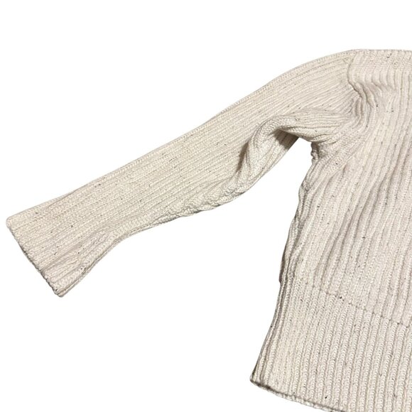 Bassike Pullover Crew Neck Sweater Thick Ribbed Woven Cream Linen Size 3 Large - Picture 8 of 12